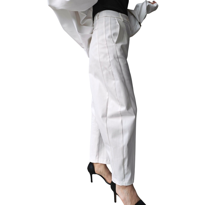 Pantalone donna IMPERIAL puro cotone balloon cropped sartoriale