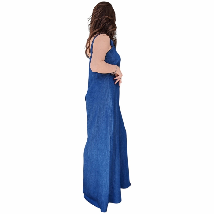 Tuta donna BERNA ampia jumpisit in chambray 100% lyocell con bretelle