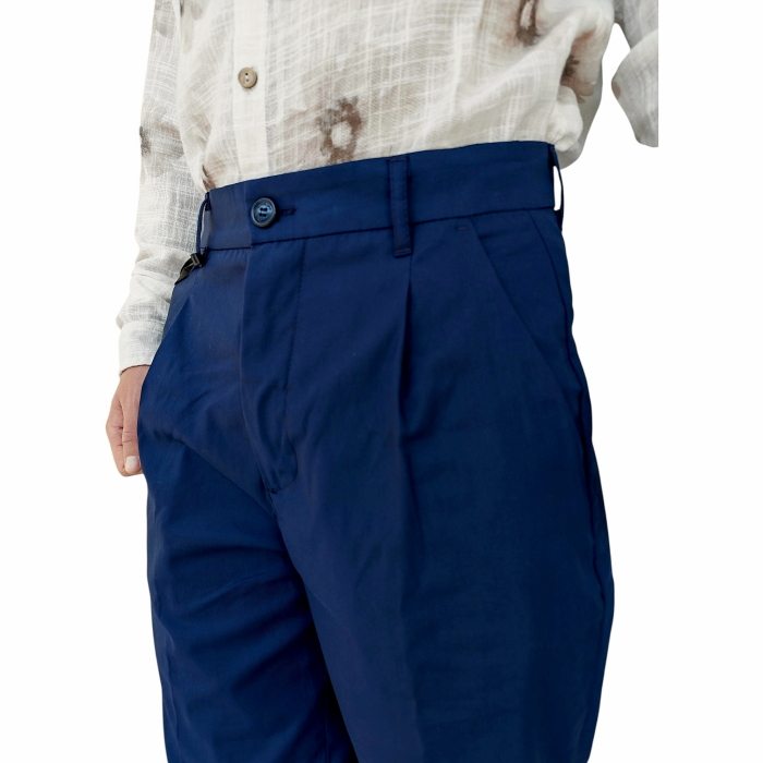 Pantalone uomo GIANNI LUPO sartoriale misto cotone effetto raso slim fit con pinces