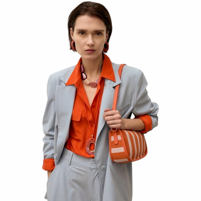Borsa donna NALI' in tessuto mod. Texas fantasia a righe a spalla cinghia regolabile