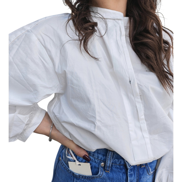 Camicia donna 22.01 oversize mod. Serafina 100%cotone popeline collo Koreano