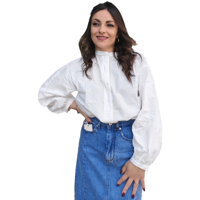 Camicia donna 22.01 oversize mod. Serafina 100%cotone popeline collo Koreano