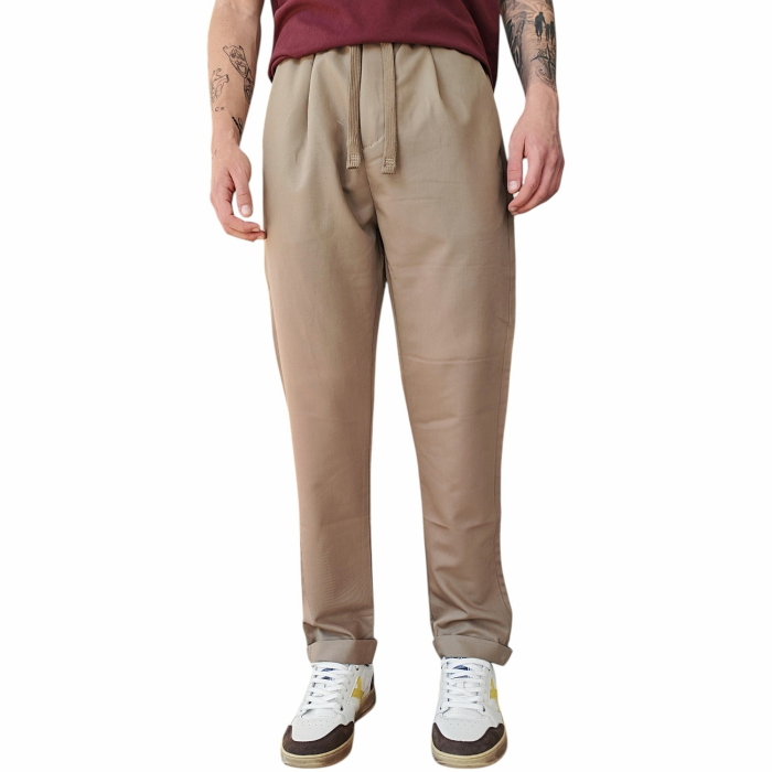 Pantalone uomo GIANNI LUPO slim fit carrot con coulisse pence e risvoltini