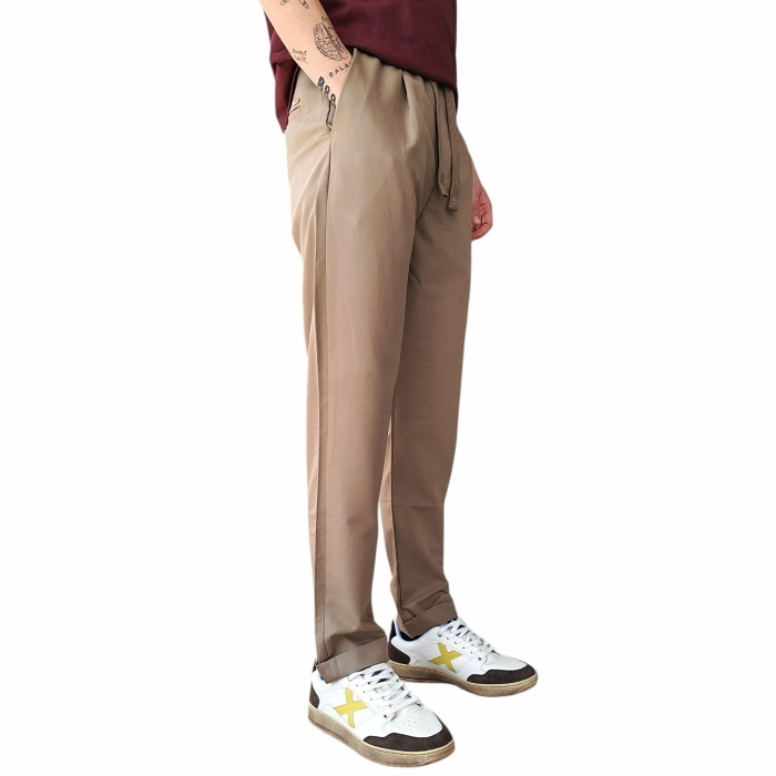 Pantalone uomo GIANNI LUPO slim fit carrot con coulisse pence e risvoltini