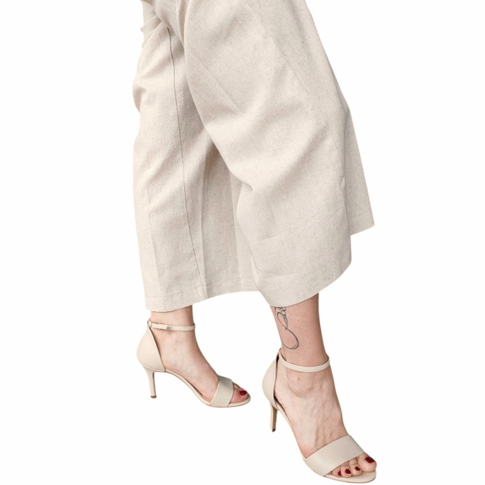 Completo donna BERNA misto lino gilet schiena nuda pantalone palazzo coulisse