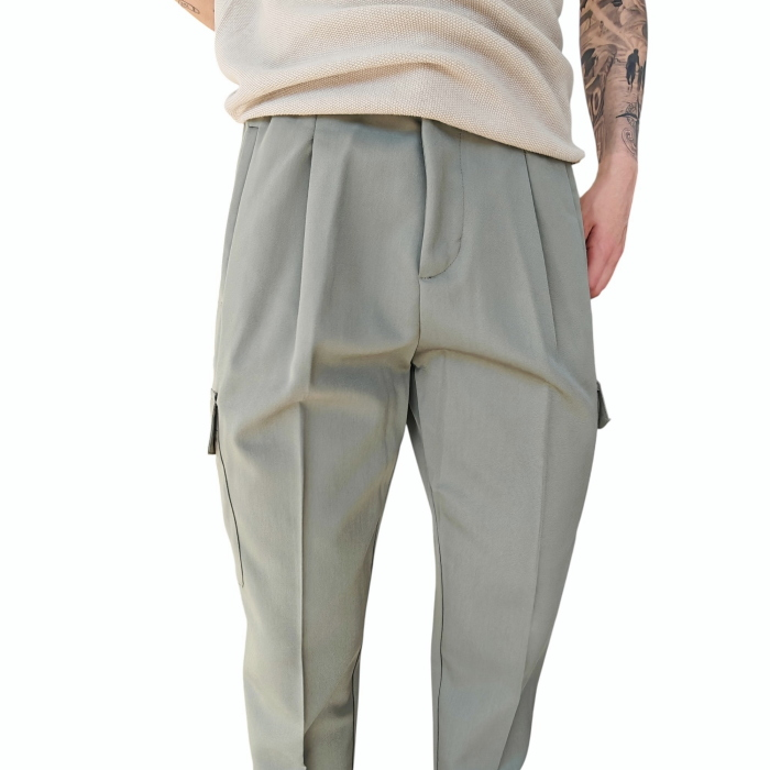 Pantalone uomo IMPERIAL misto viscosa regular fit tasche cargo laterali e pence