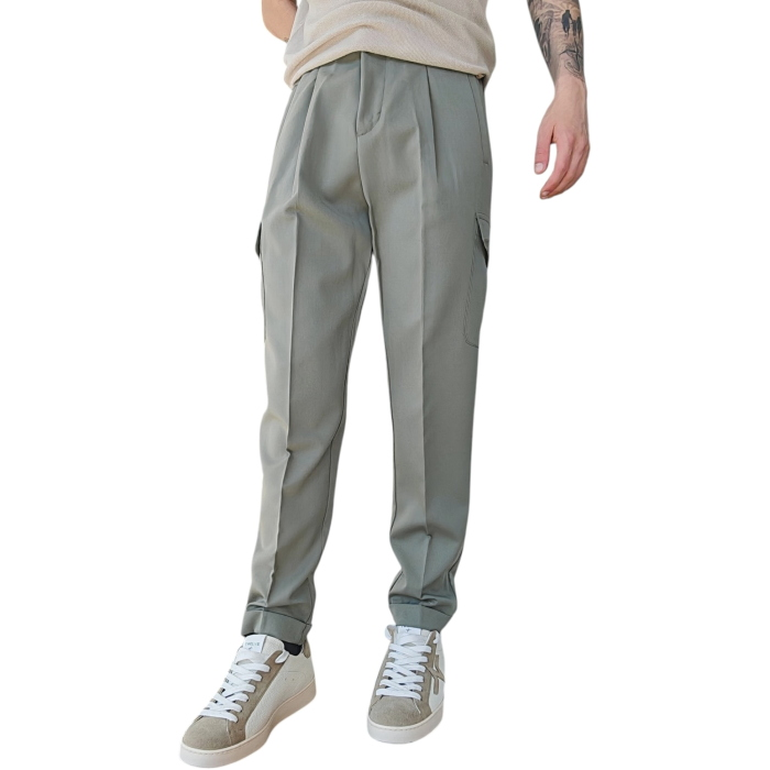 Pantalone uomo IMPERIAL misto viscosa regular fit tasche cargo laterali e pence