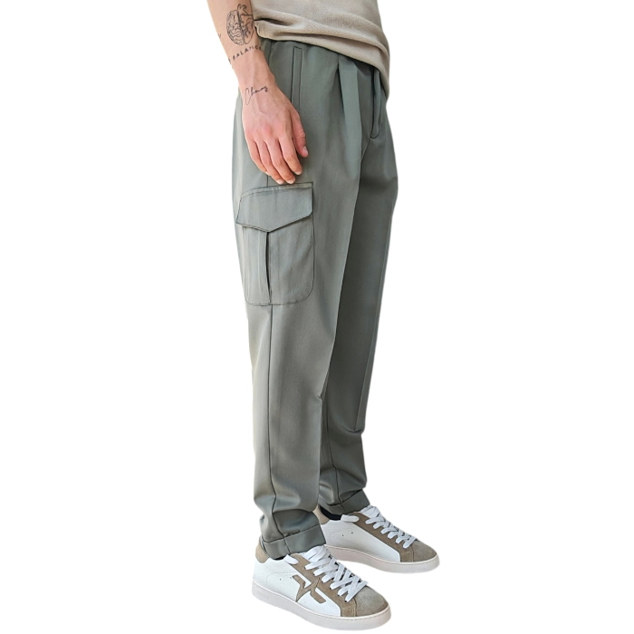 Pantalone uomo IMPERIAL misto viscosa regular fit tasche cargo laterali e pence