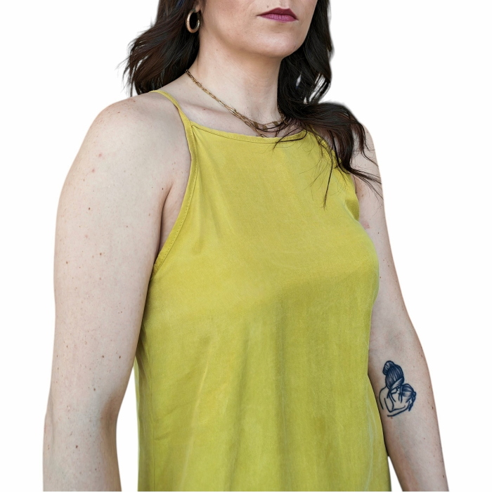 Abito donna SAIPH 100% lyocell lungo con collo a giro e bretelle strette