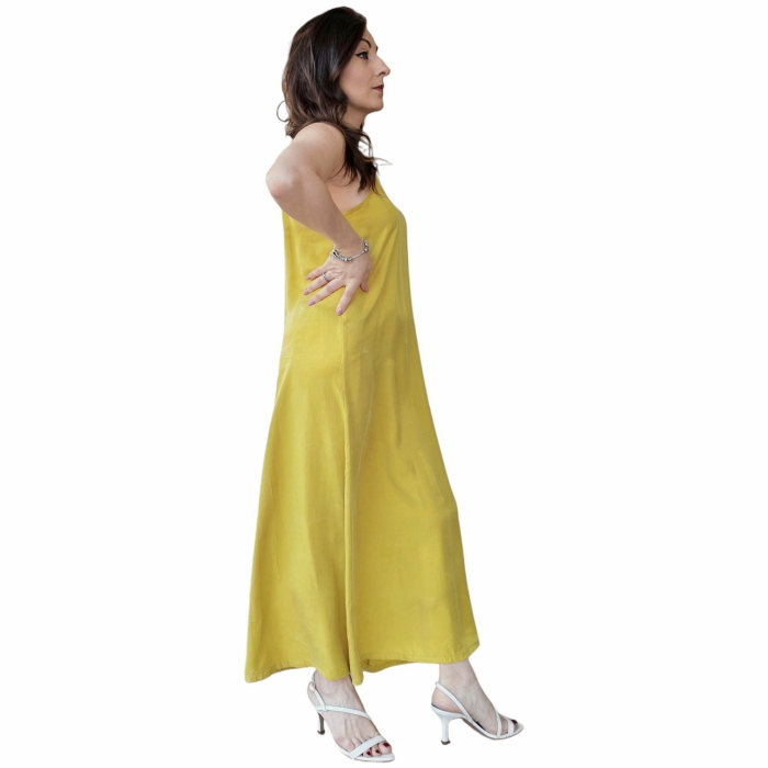 Abito donna SAIPH 100% lyocell lungo con collo a giro e bretelle strette