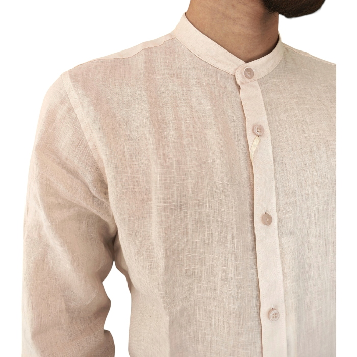 Camicia uomo GIANNI LUPO 100% lino regular fit collo Koreano