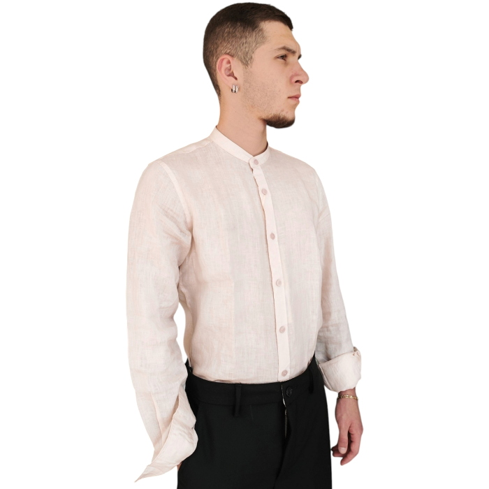 Camicia uomo GIANNI LUPO 100% lino regular fit collo Koreano