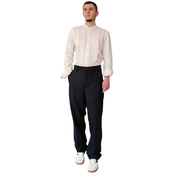 Camicia uomo GIANNI LUPO 100% lino regular fit collo Koreano