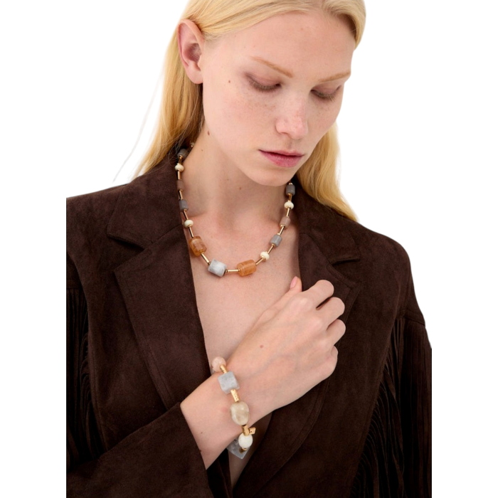 Collana donna NALI' elastica con elementi in resina e dettagli metallici