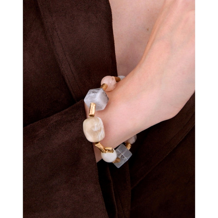 Bracciale donna NALI' elastico con elementi in resina e dettagli metallici
