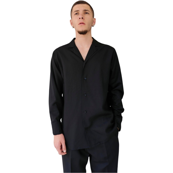   Completo uomo BERNA misto lino overshirt scollo V pantalone regular con coulisse