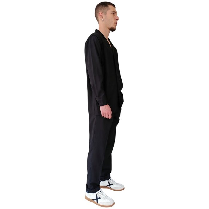   Completo uomo BERNA misto lino overshirt scollo V pantalone regular con coulisse
