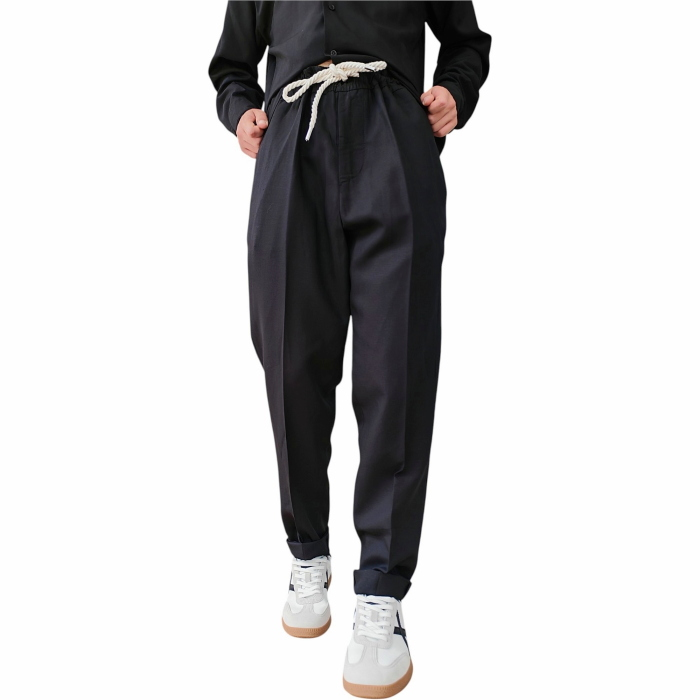   Completo uomo BERNA misto lino overshirt scollo V pantalone regular con coulisse