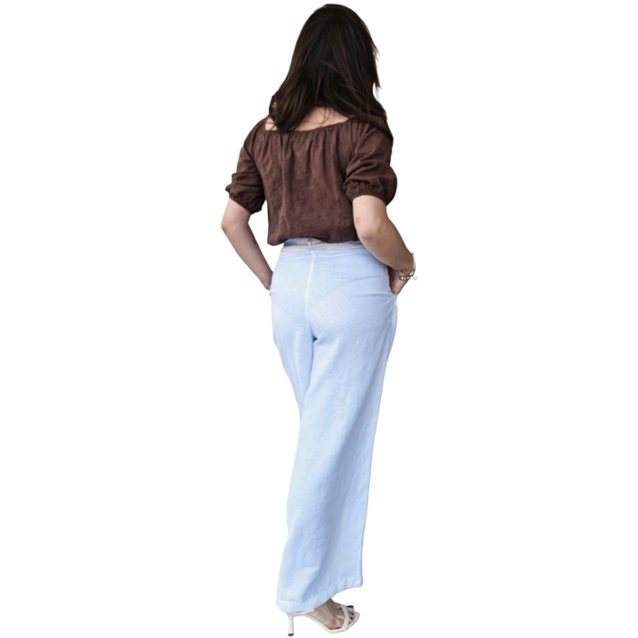 Pantalone donna GIANNI LUPO 100% lino gamba dritta pence e tasche a filetto