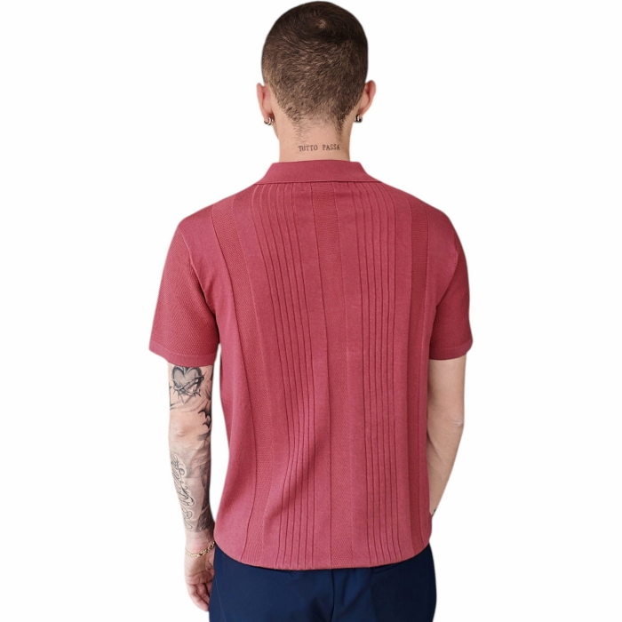 Polo uomo GIANNI LUPO misto viscosa in maglina con pattern verticali in rilievo