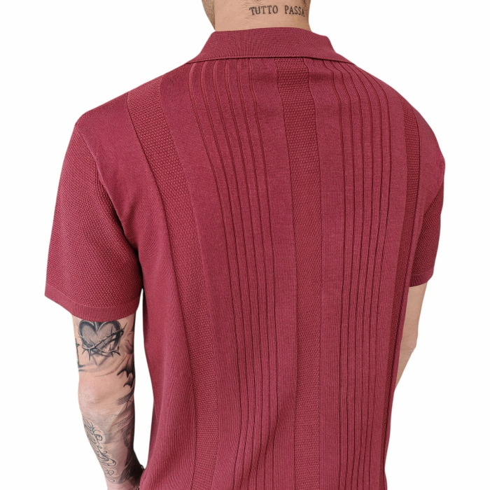 Polo uomo GIANNI LUPO misto viscosa in maglina con pattern verticali in rilievo