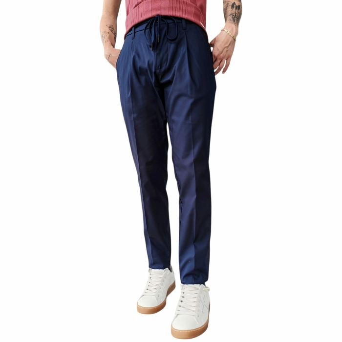 Pantalone uomo IMPERIAL slim fit chino in cotone lucido con coulisse in vita