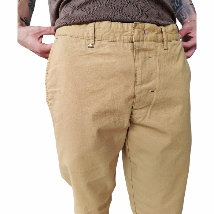 Pantalone uomo BERNA misto cotone/lino slim fit modello Chinos