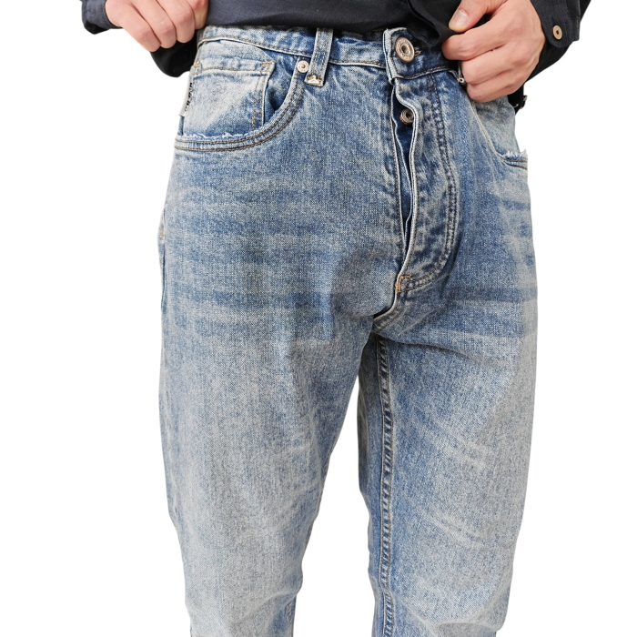 Jeans uomo BERNA cropped modello 5 tasche lavaggio medio