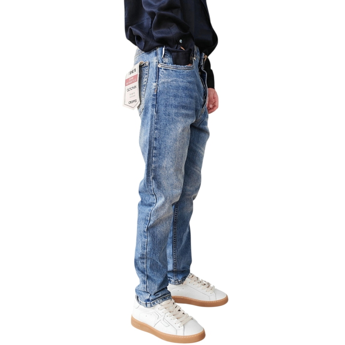 Jeans uomo BERNA cropped modello 5 tasche lavaggio medio