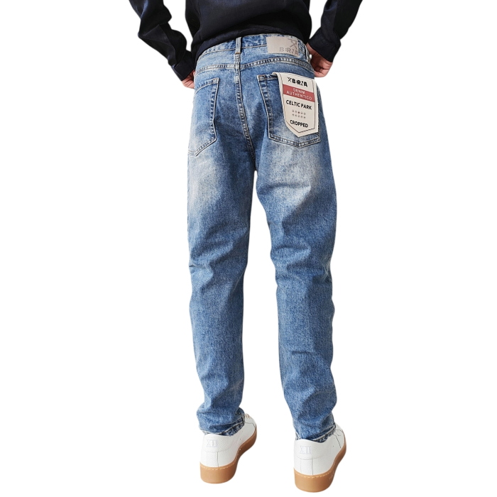 Jeans uomo BERNA cropped modello 5 tasche lavaggio medio