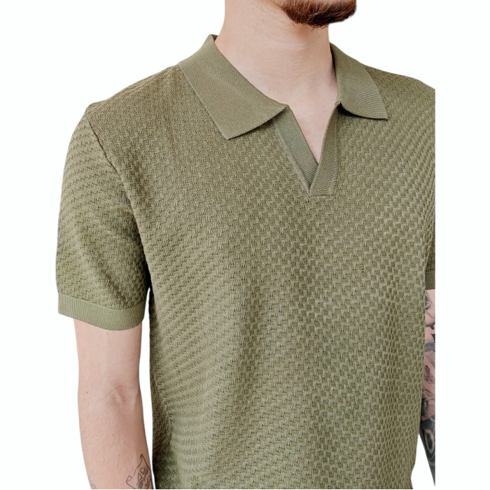 Polo uomo GIANNI LUPO misto viscosa collo Derby texture a rilievo