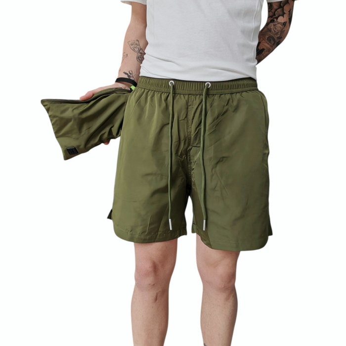 Costume e pochette uomo GIANNI LUPO boxer tinta unita in tessuto impermeabile riciclato