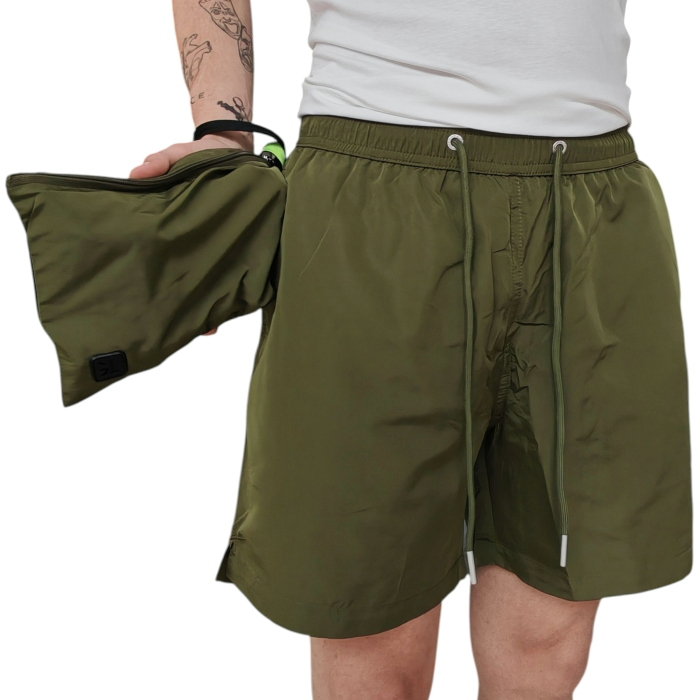 Costume e pochette uomo GIANNI LUPO boxer tinta unita in tessuto impermeabile riciclato