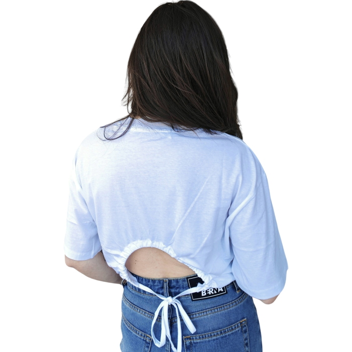 T-shirt donna 22.01 100% cotone girocollo con foro regolabile su schiena