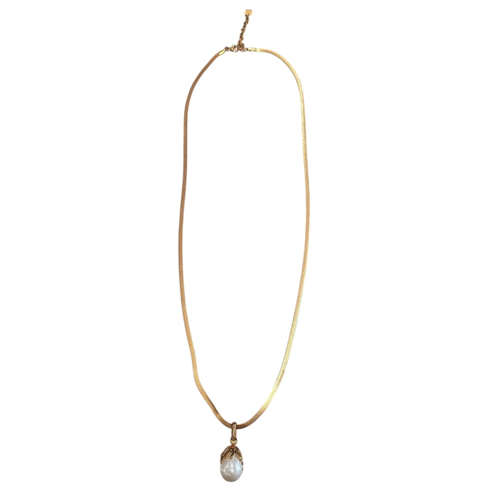 Collana donna NALI' lunga con catena dorata e pendente perla