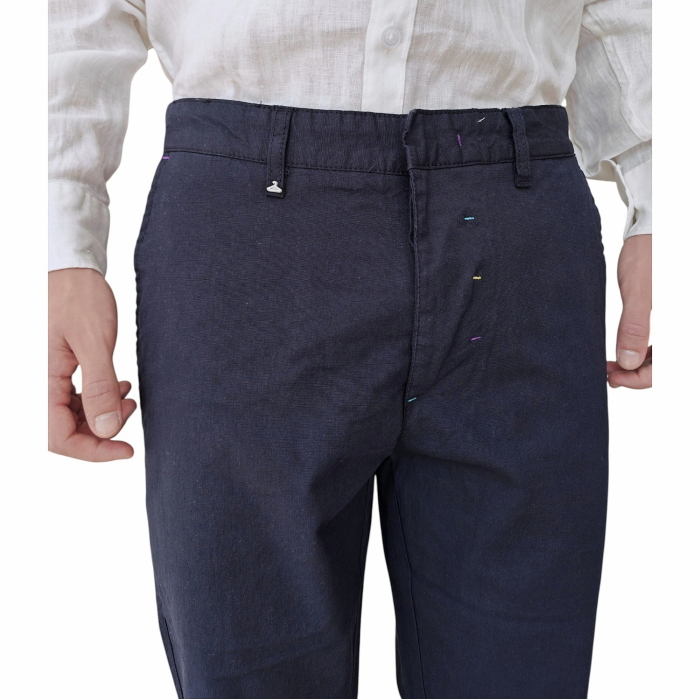 Pantalone uomo BERNA misto cotone/lino slim fit modello Chinos