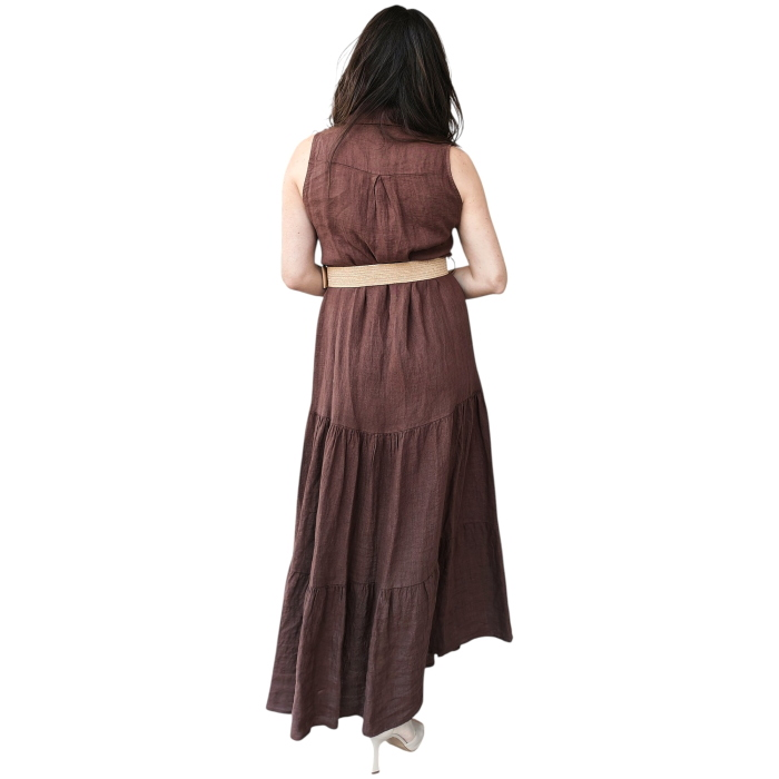Abito donna 22.01 chemisier smanicato 100% lino con cintura
