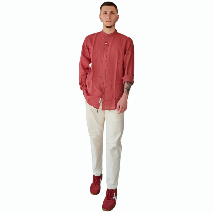   Camicia uomo GIANNI LUPO 100% lino regular fit collo Koreano