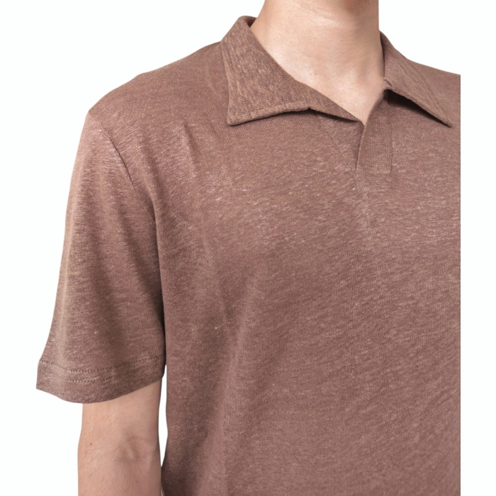 Polo uomo BERNA 100% lino regular fit collo Derby senza bottoni
