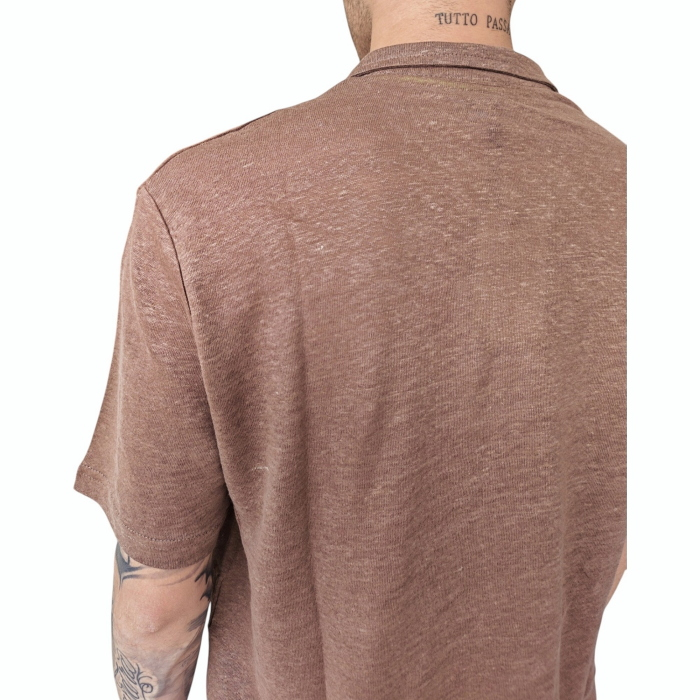 Polo uomo BERNA 100% lino regular fit collo Derby senza bottoni