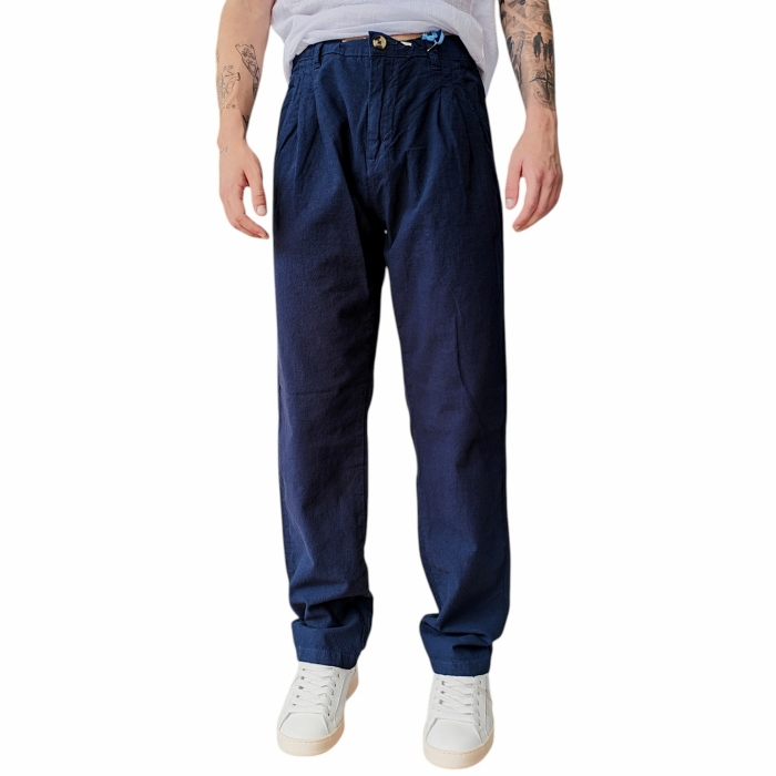 Pantalone uomo IMPERIAL 100% cotone effetto lino regular-fit con coulisse