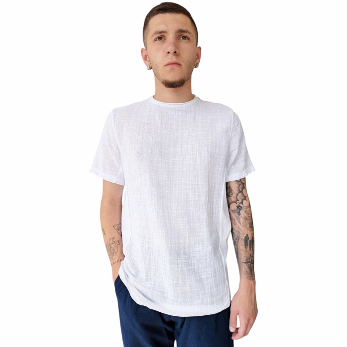 T-shirt uomo IMPERIAL 100% cotone effetto lino girocollo rotolino