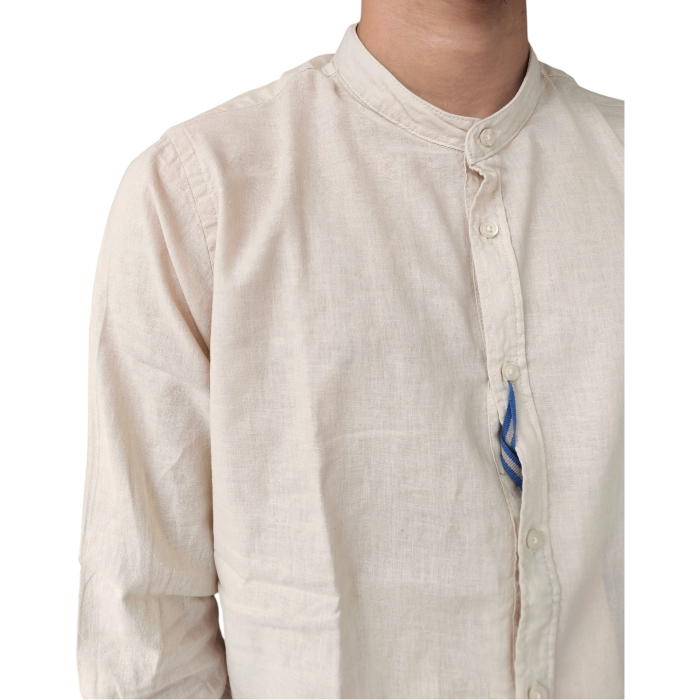 Camicia uomo IMPERIAL misto lino/cotone collo Koreano tinta unita