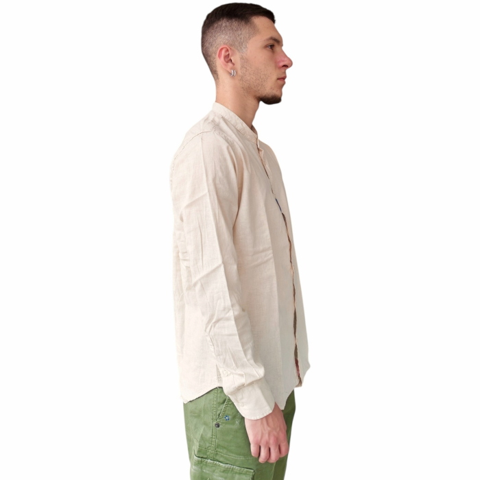Camicia uomo IMPERIAL misto lino/cotone collo Koreano tinta unita