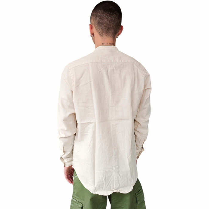 Camicia uomo IMPERIAL misto lino/cotone collo Koreano tinta unita