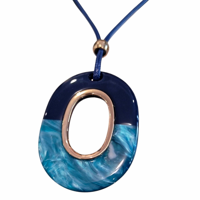 Collana donna NALI' mod. Vale pendente ovale in resina e laccio in corda