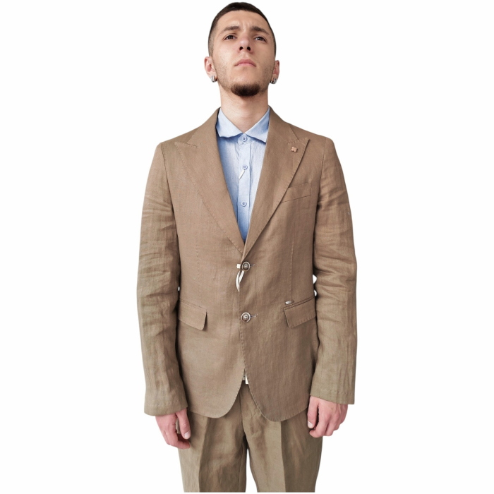 Abito uomo GIANNI LUPO 100% lino giacca monopetto pantalone regular con pence