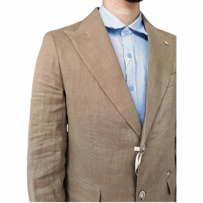 Abito uomo GIANNI LUPO 100% lino giacca monopetto pantalone regular con pence