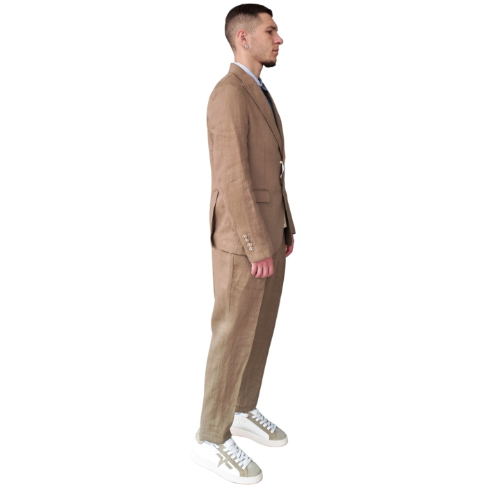Abito uomo GIANNI LUPO 100% lino giacca monopetto pantalone regular con pence
