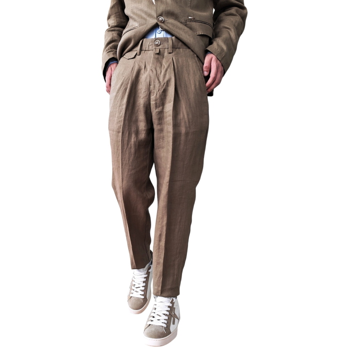 Abito uomo GIANNI LUPO 100% lino giacca monopetto pantalone regular con pence